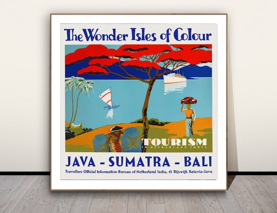 The Wonder Isles Of Colour Java Sumatra Bali Vintage Travel Poster Poster Paper Or Print Gift Idea Wall Decor
