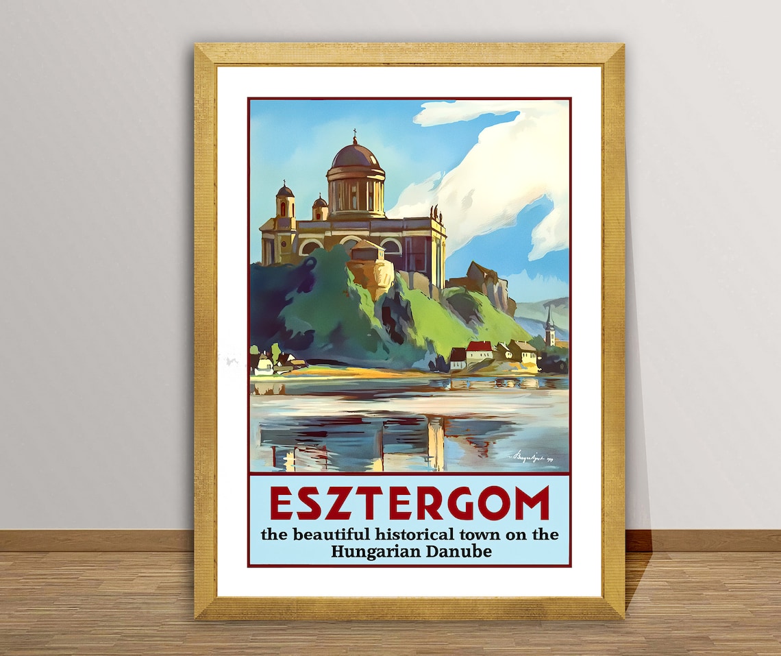 Esztergom Hungary Vintage Travel Poster, Travel Poster