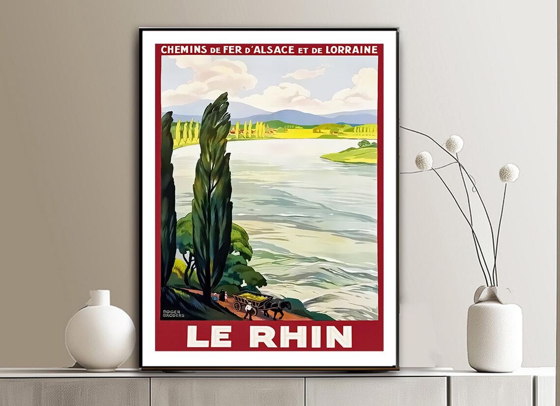 Le Rhin River Roger Broders Vintage French Railway Travel Poster - Image 2