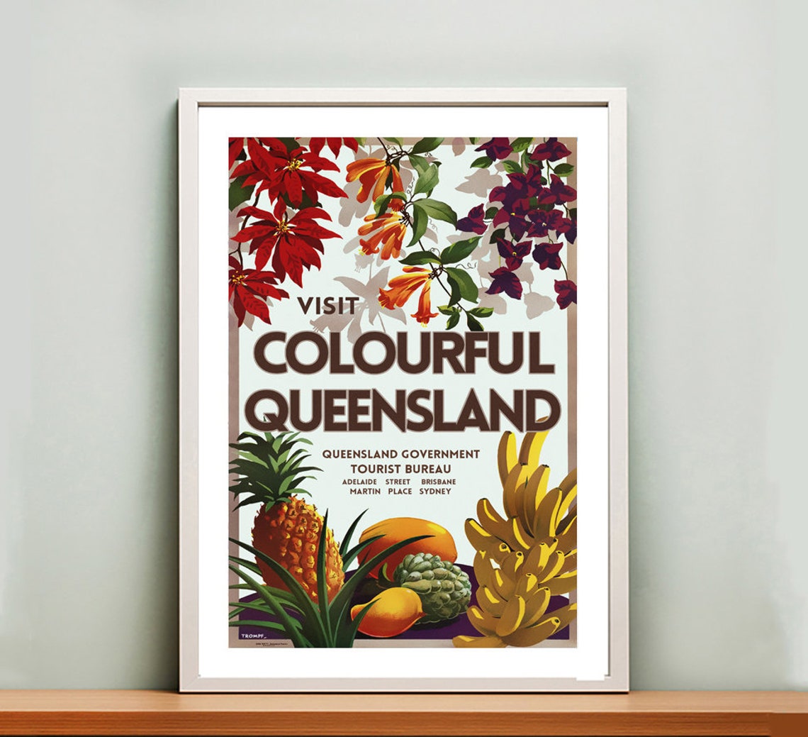 Colourful Queensland Vintage Australia Poster Tropical Fruit Art - Image 2