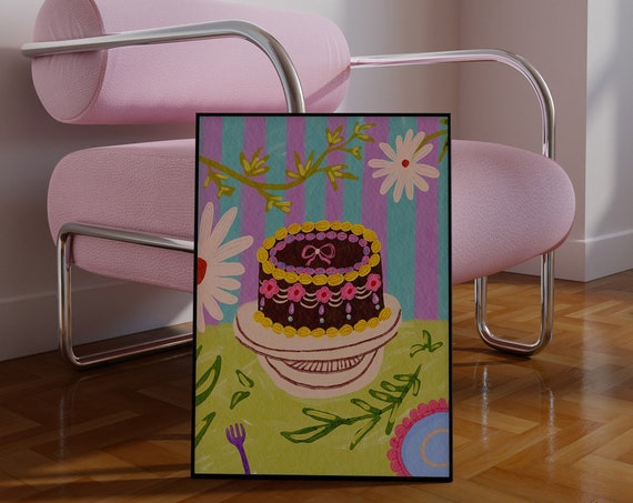 Colorful Birthday Cake Kitchen Art Print