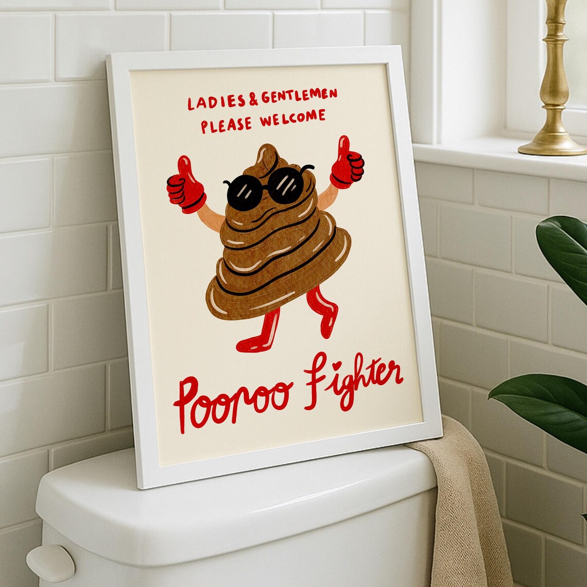 Pooroo Fighter Funny Poop Character Bathroom Humor Novelty Quote Poster