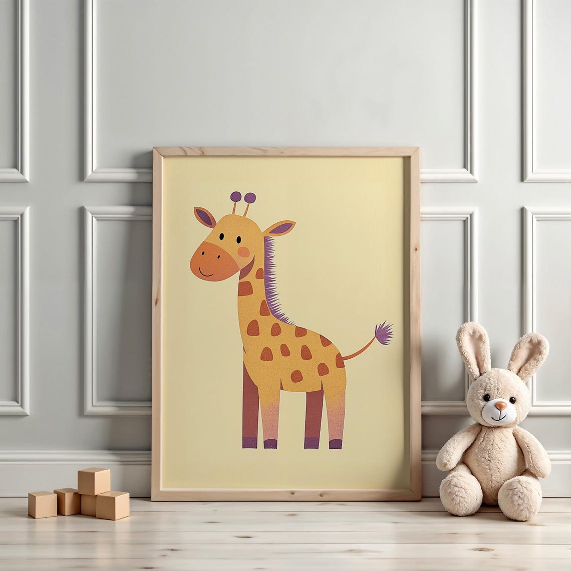 Cute Smiling Giraffe Nursery Animal Wall Decor Illustration Poster - Image 3