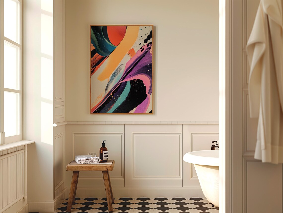 Abstract Colorful Watercolor, Modern Wall Art - Image 3