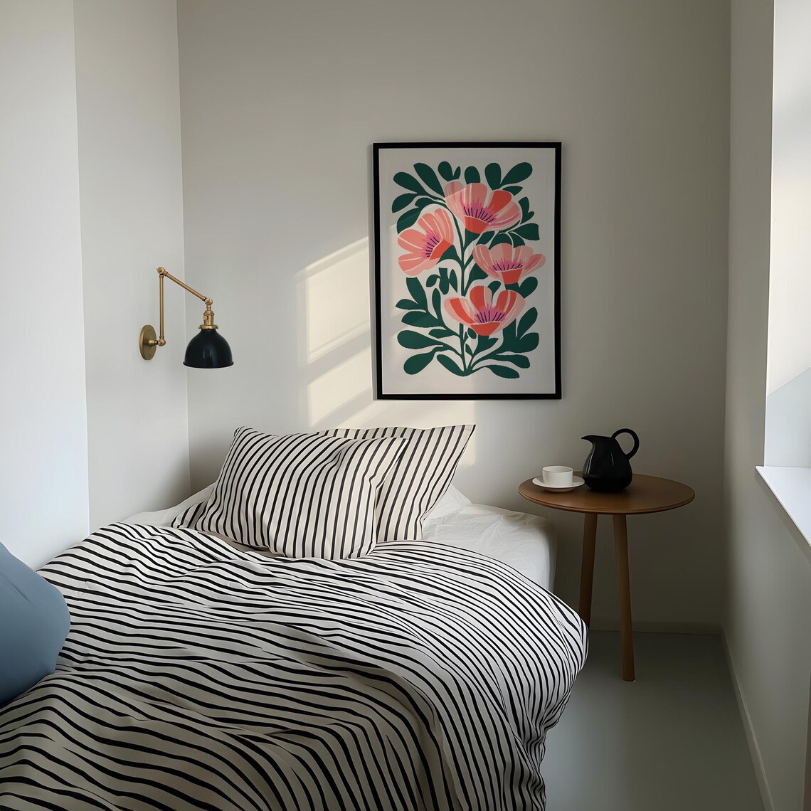 Retro Pink Floral Botanical Market Style Flower Art Wall Poster - Image 3