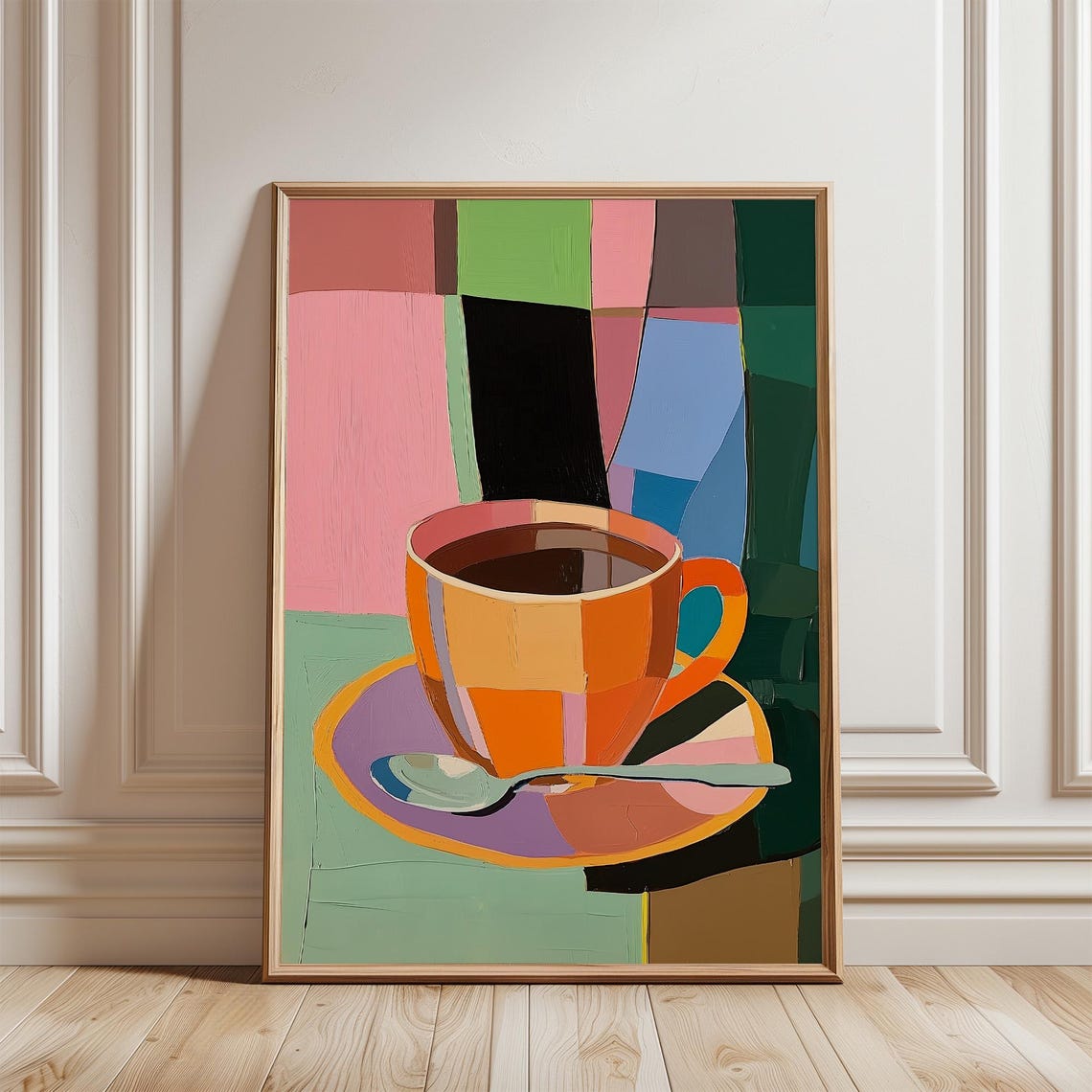 Coffee Lover Colorful Abstract Large Wall Art Contemporary Artwork Minimalist Print Coffee Lover Wall Art Stripe