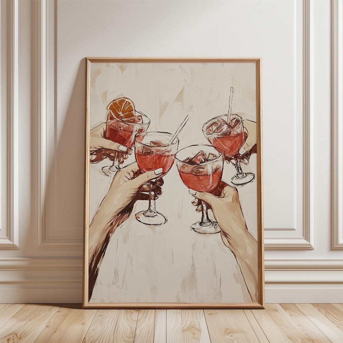Cheers Friends Raising Cocktail Glasses Sketch Bar Cart Poster - Image 5