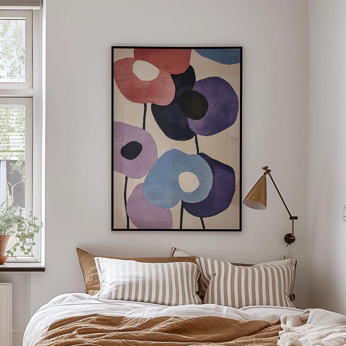 Bold Oversized Poppies Scandinavian Modern Floral Art Poster