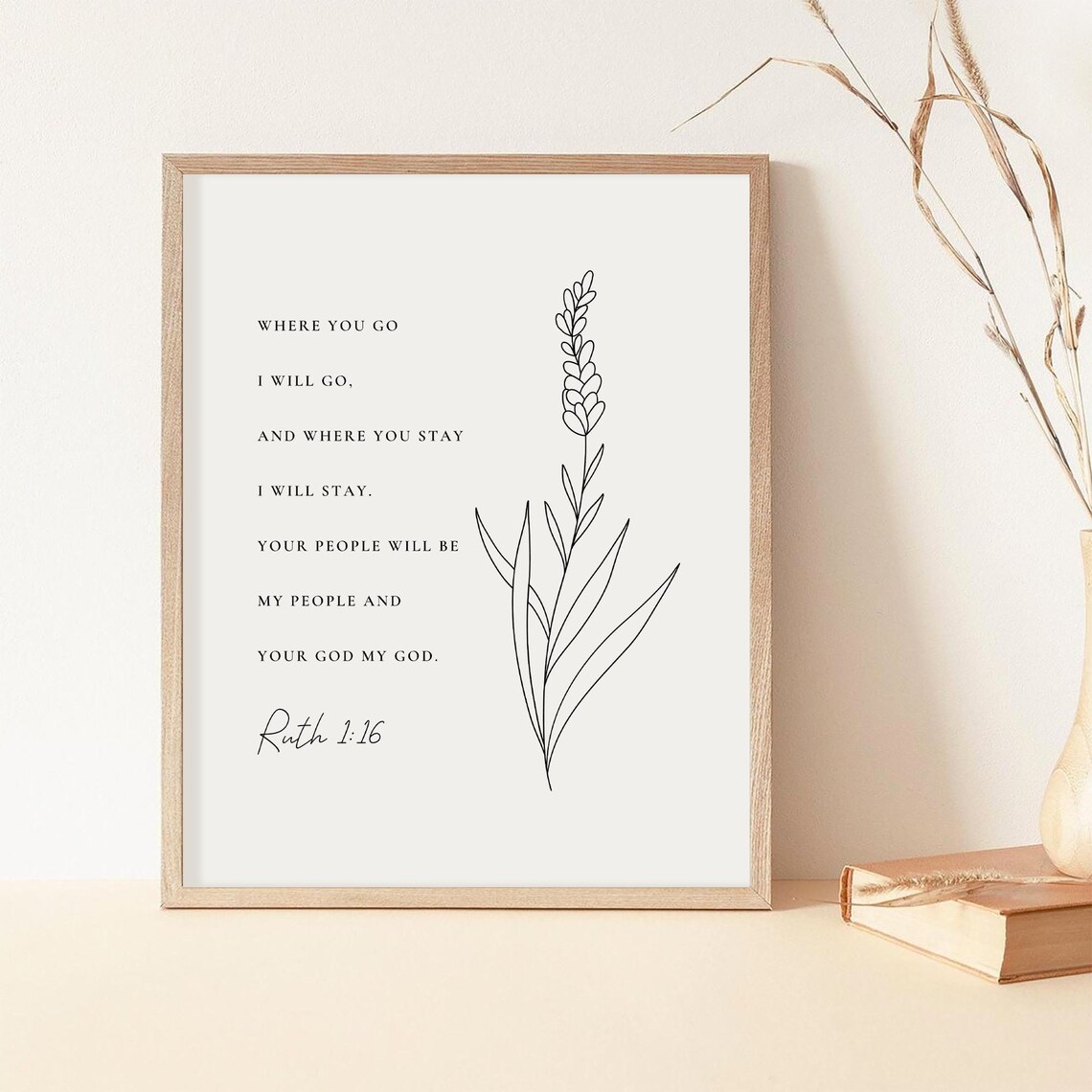 Ruth 1:16 Botanical Scripture Art Print, Christian Home Decor - Image 2