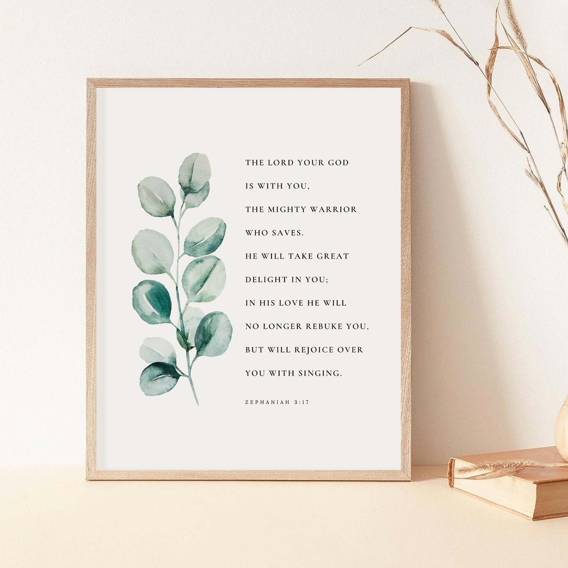 Zephaniah 3:17 Botanical Watercolor Scripture Art Print - Image 2