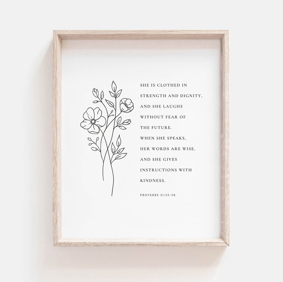 Proverbs 31:25 Floral Scripture Wall Art Print - Image 2