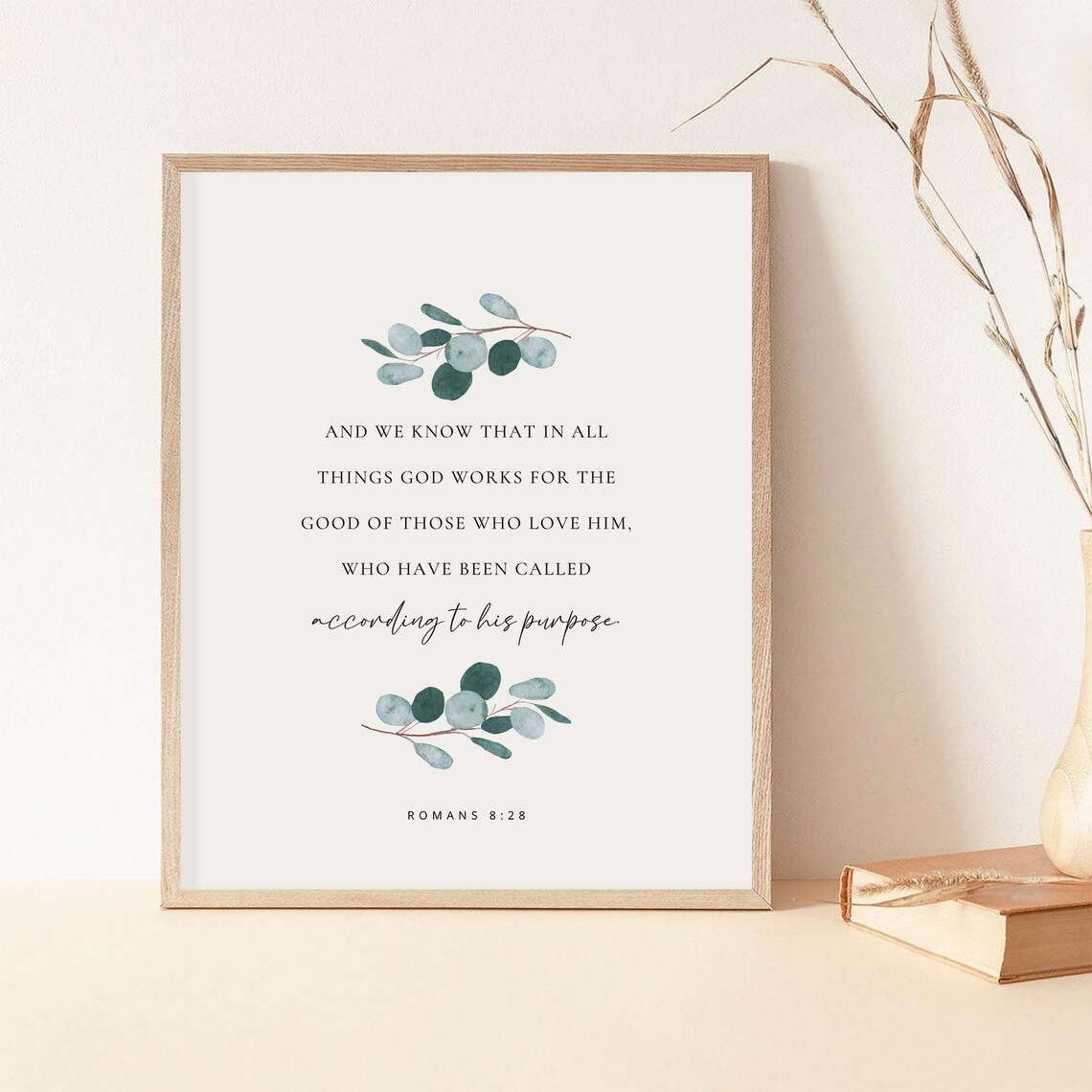 Romans 8:28 Botanical Watercolor Scripture Art Print - Image 2