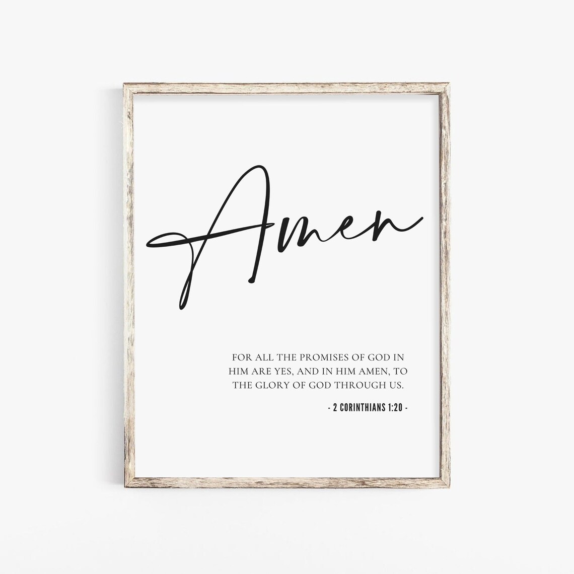 Amen 2 Corinthians 1:20 Promises Of God Script Calligraphy Poster - Image 2
