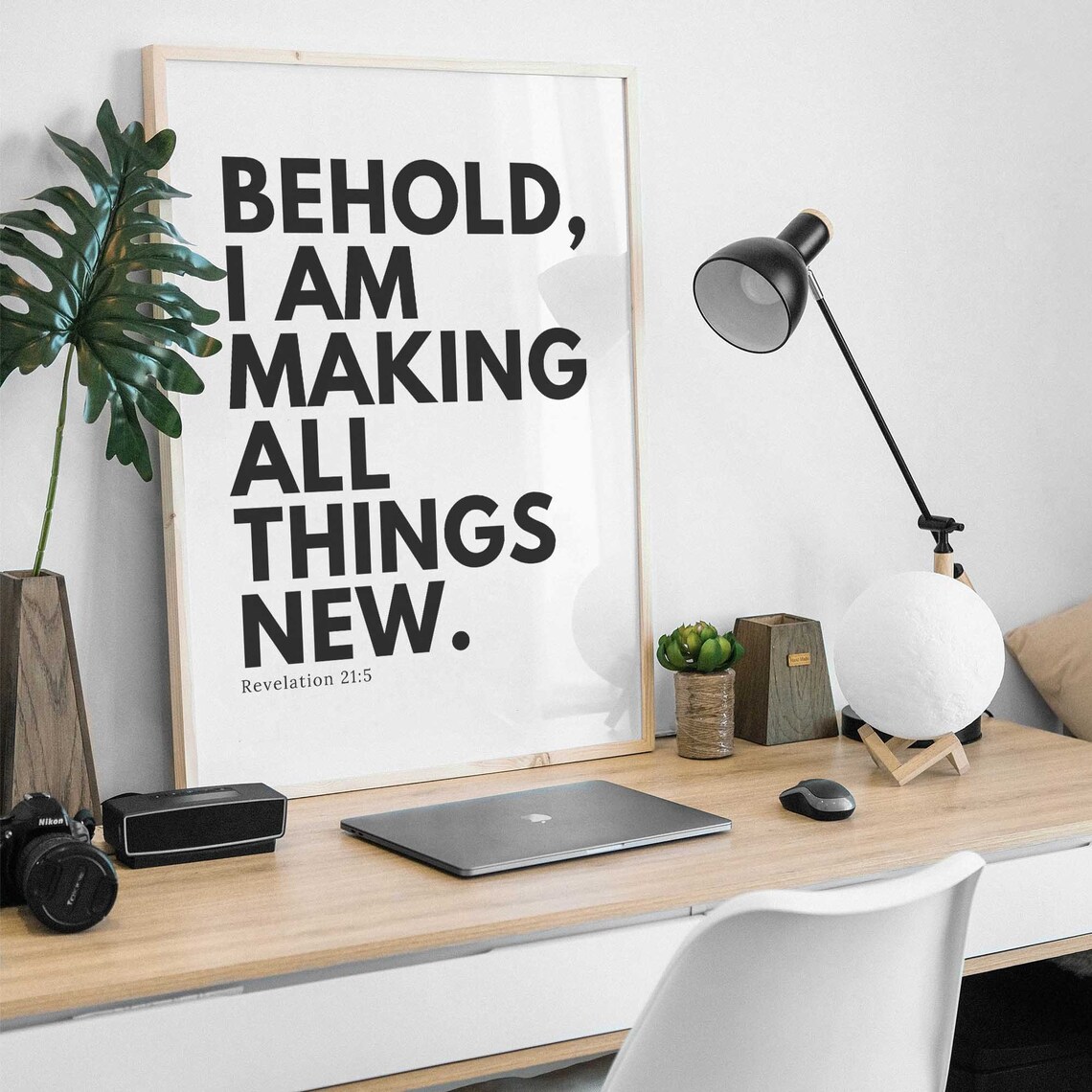 Revelation 21:5 Minimal Scripture Poster Art Print - Image 2