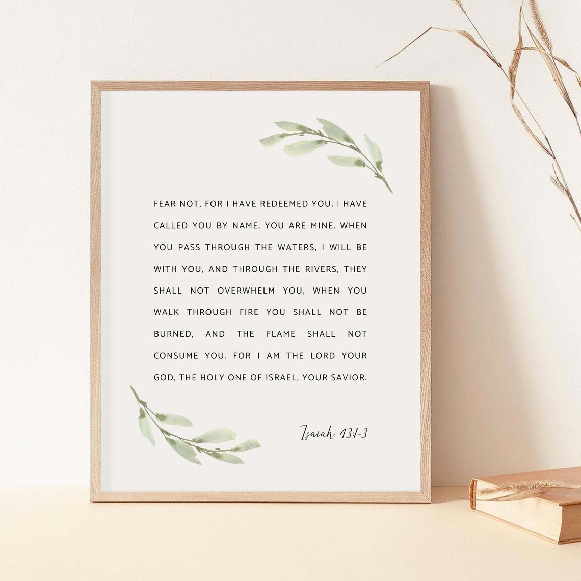 Isaiah 43:1-3 Botanical Scripture Wall Art Print