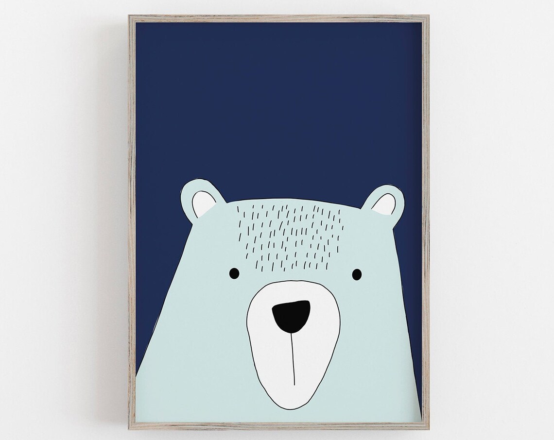 Bear Nursery Decor, Scandinavian Cute Bear Art Print