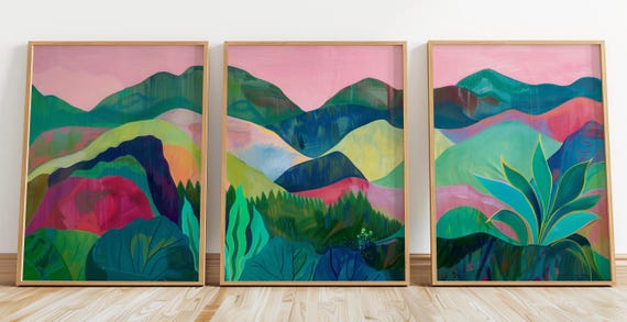 Matisse Style Mountain Art Prints Set Of 3 Framed Wall
