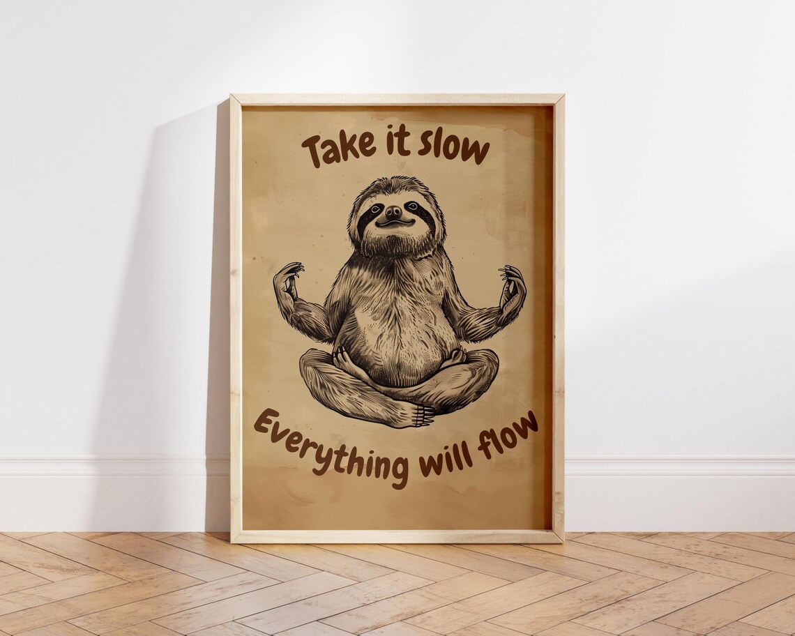 Yoga Sloth Funny Kitchen Wall Art, Cute Quote - Image 2