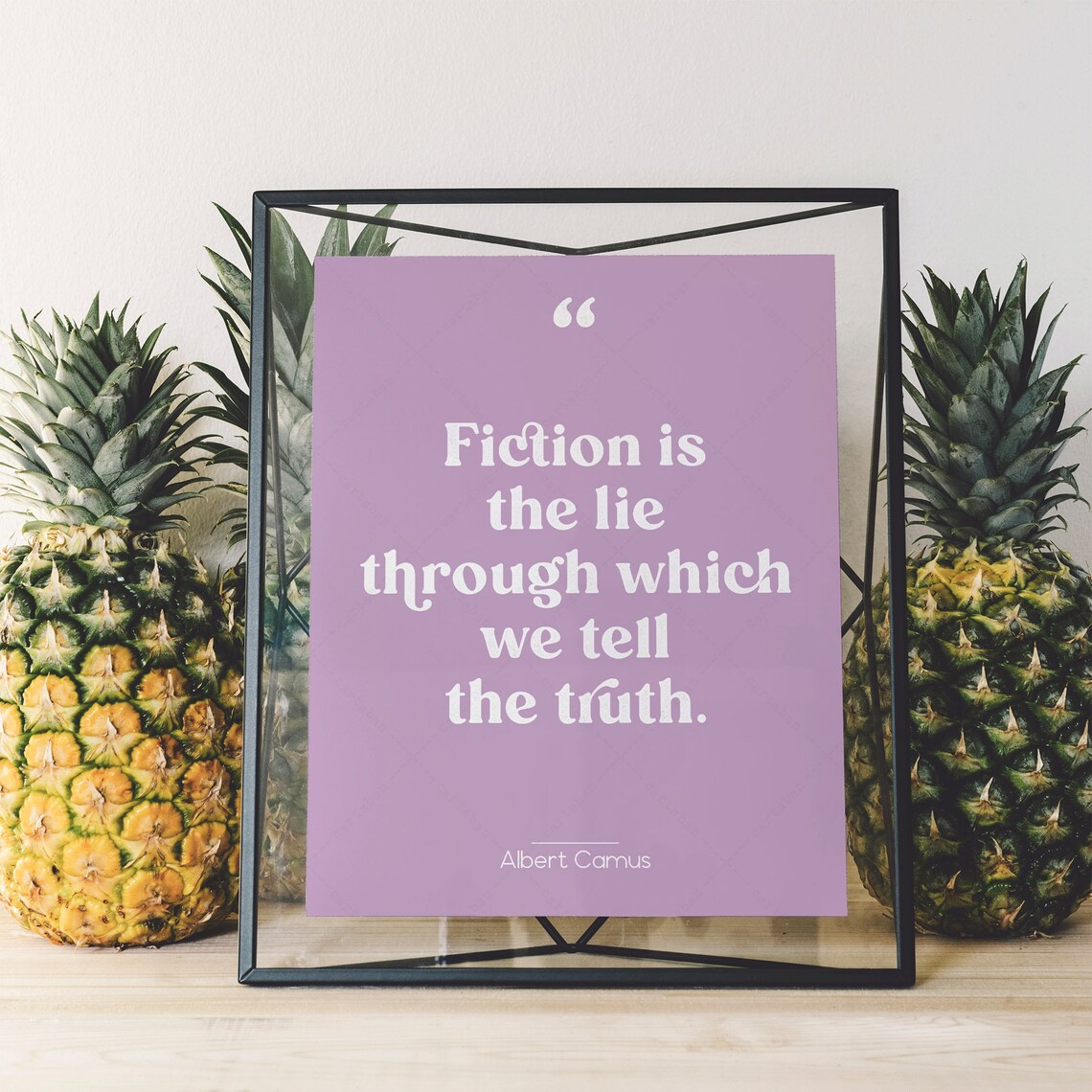 Albert Camus Fiction Is The Lie Quote Lavender Minimalist Wall Art Poster - Image 2