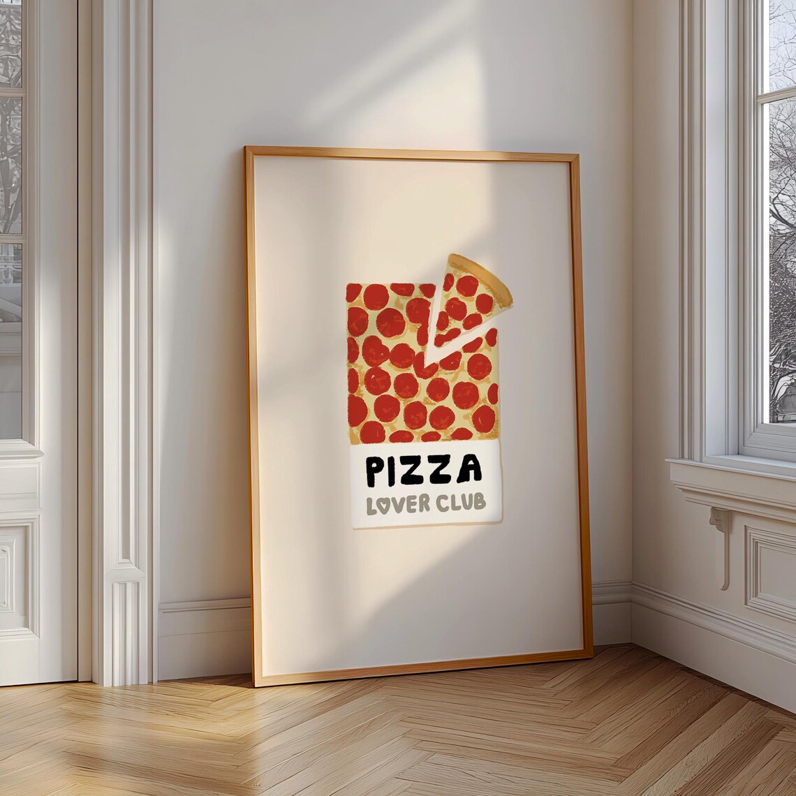 Pizza Lover Club Pepperoni Slice Bold Foodie Kitchen Wall Art - Image 2