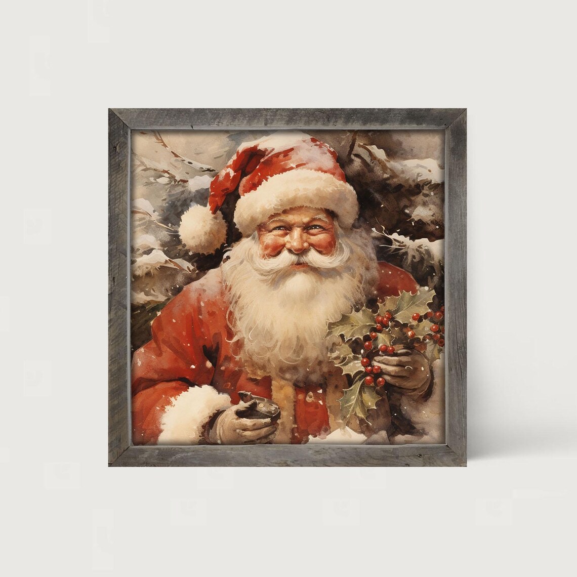 Modern Santa Smiling Christmas Holiday Art Print - Image 3