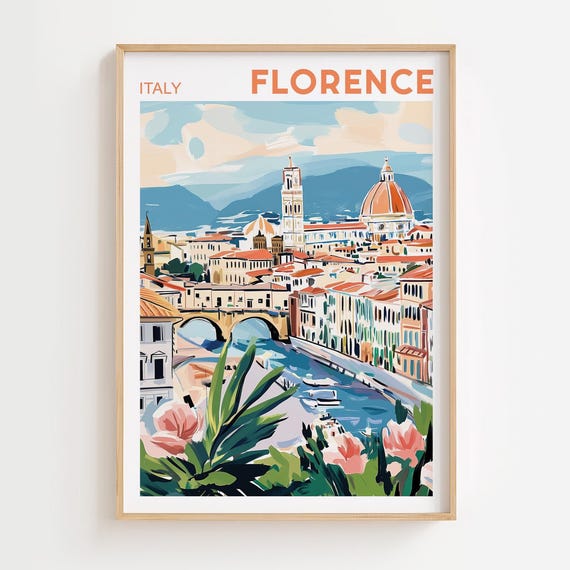 Florence Duomo Watercolor Print, Italy Travel Poster
