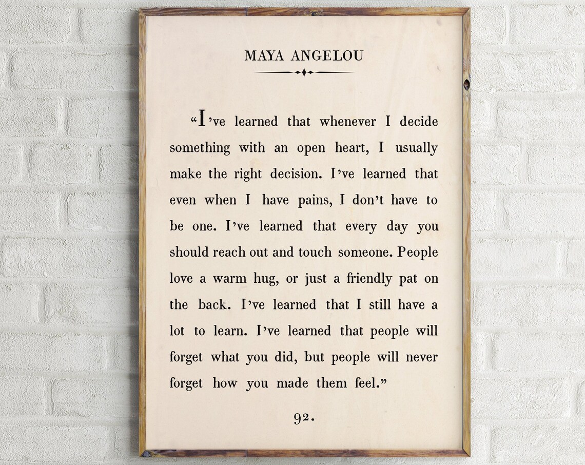 Maya Angelou Quote, Vintage Book Page Art Print