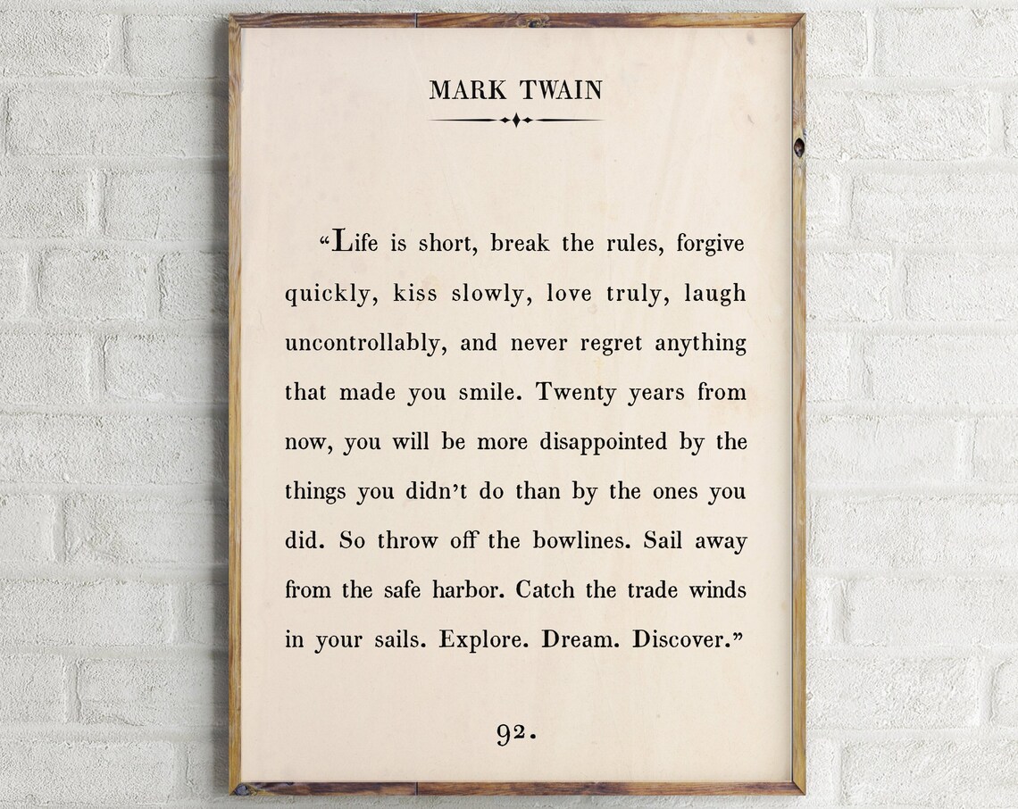 Mark Twain Quote Print, Vintage Book Page Art