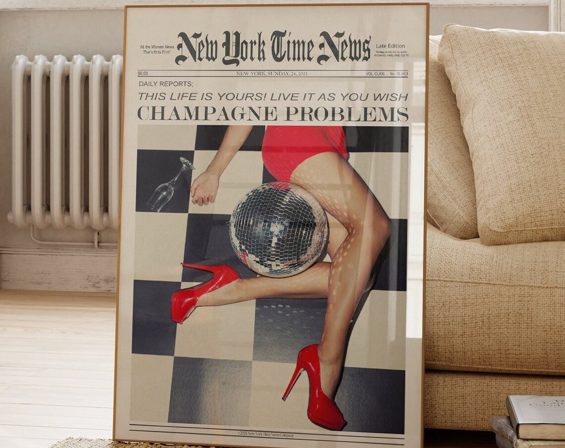 New York Time News Champagne Problems Disco Queen Red Heels Poster