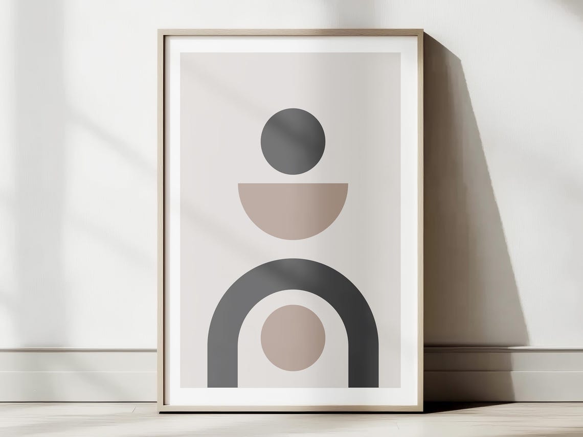 Geometric Shapes Wall Art Print Modern Mid Century Abstract Home Decor Poster