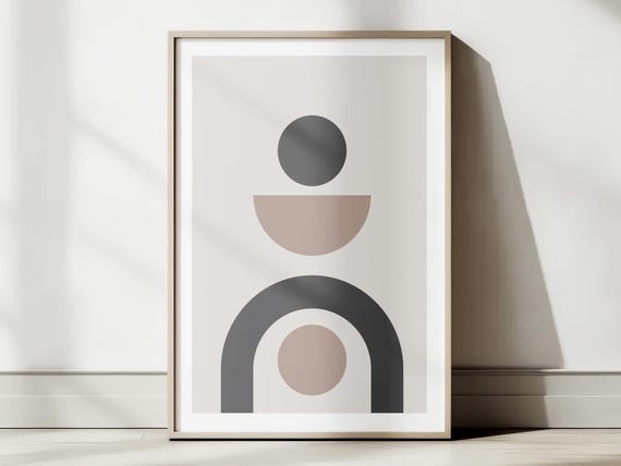 Geometric Shapes Wall Art Print Modern Mid Century Abstract Home Decor Poster