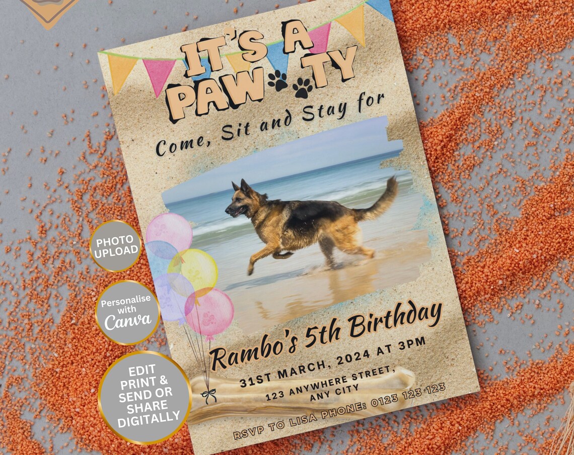 Dog Birthday Invitation With Photo Insert
