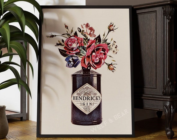 Floral Gin Prints, Hendricks Cocktail Art Print