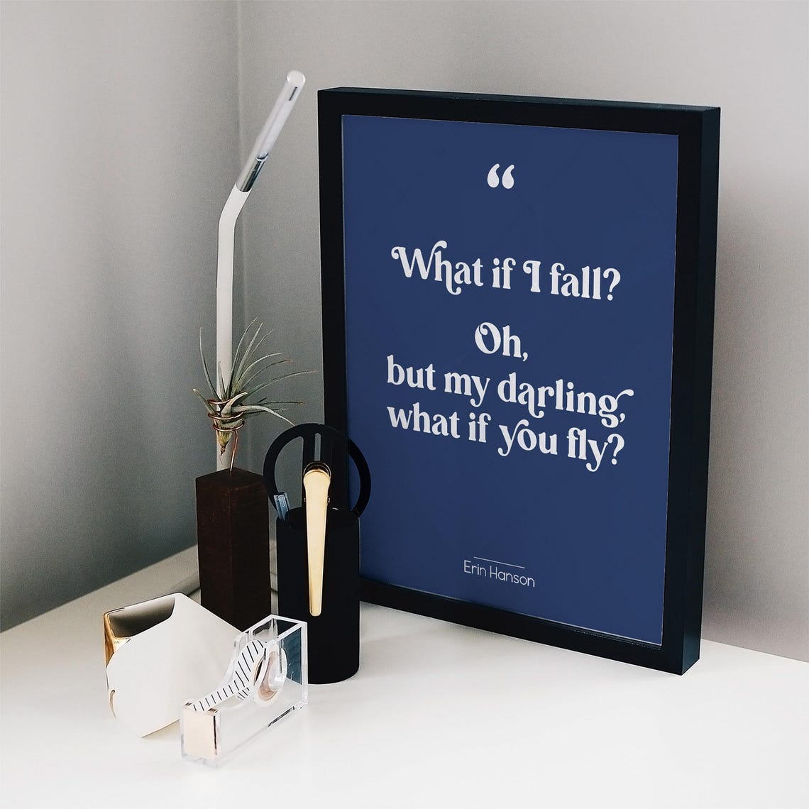 Erin Hanson What If You Fly Poem Quote Navy Minimalist Wall Art Poster - Image 2