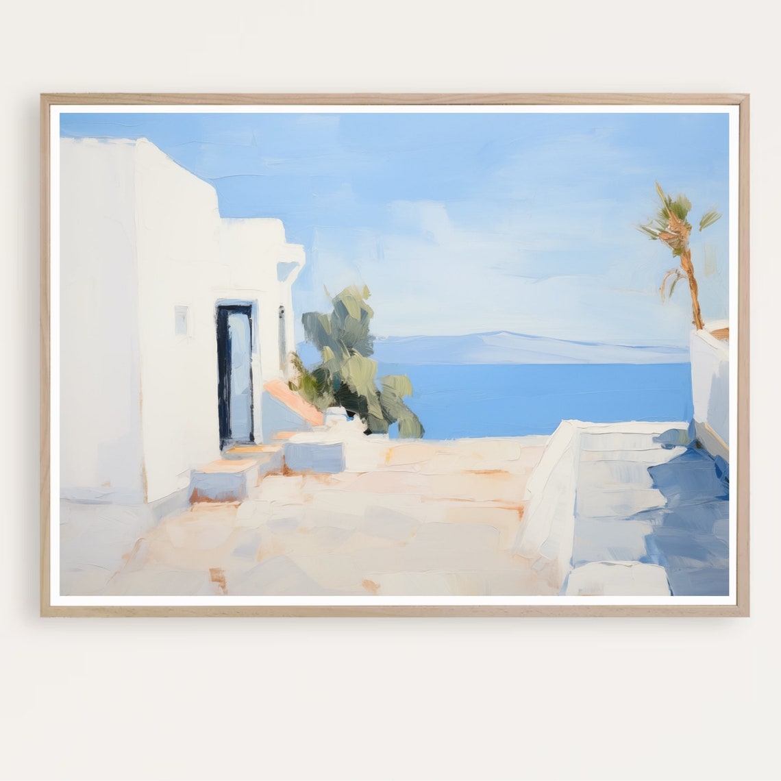 Ibiza Spain Whitewashed Villa With Blue Sea View Terrace Poster