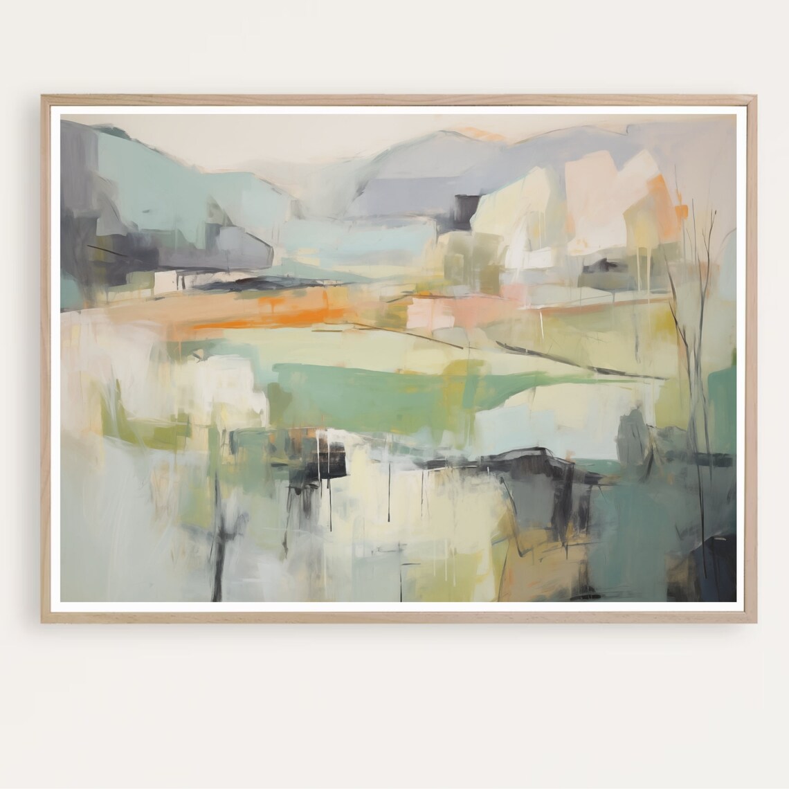 Neutral Abstract Landscape Watercolor Art Print