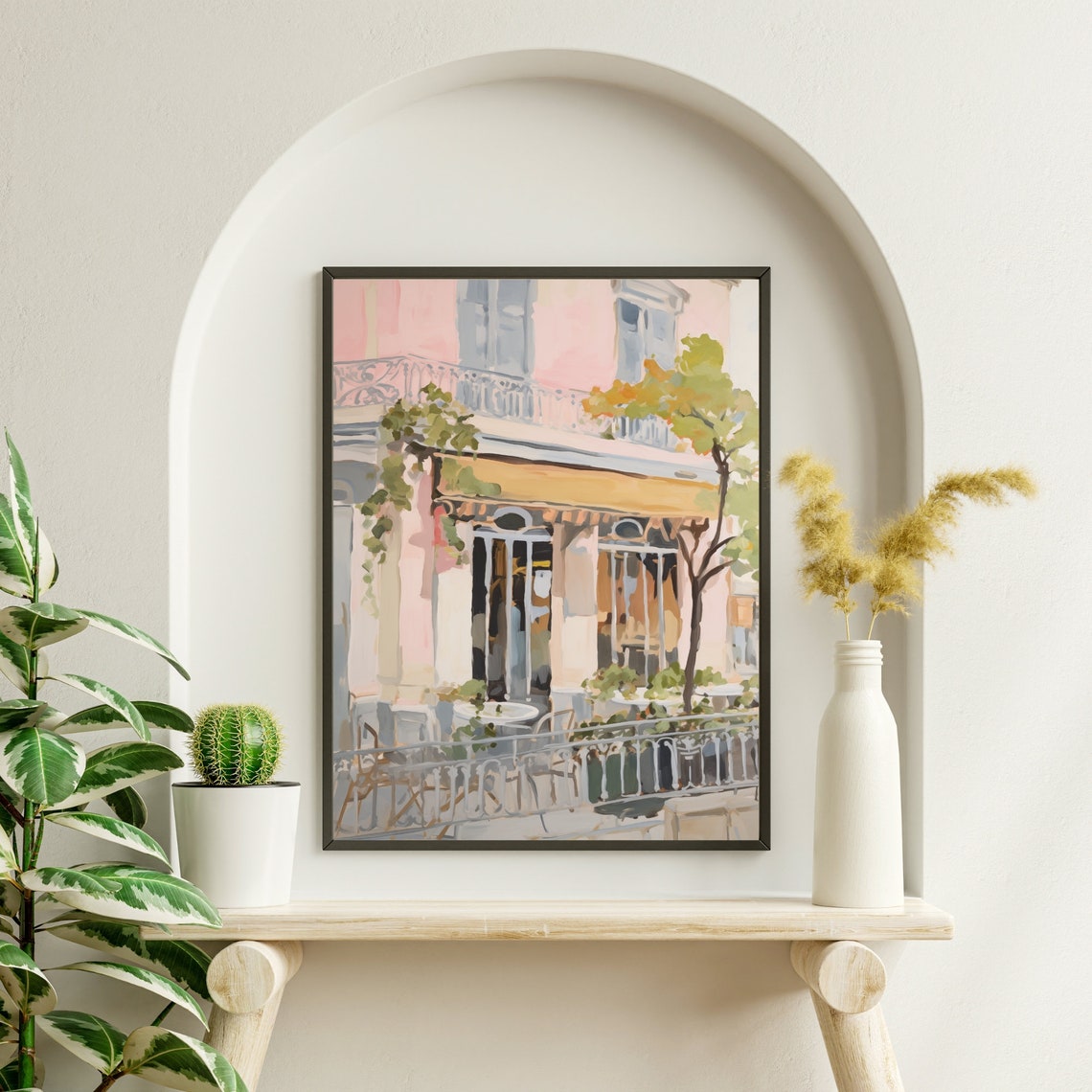 Parisian Cafe Balcony Facade Pastel Impressionist Art Poster - Image 2