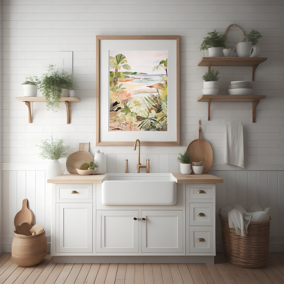 Tropical Beach Watercolor Art Print, Coastal Decor - Image 3