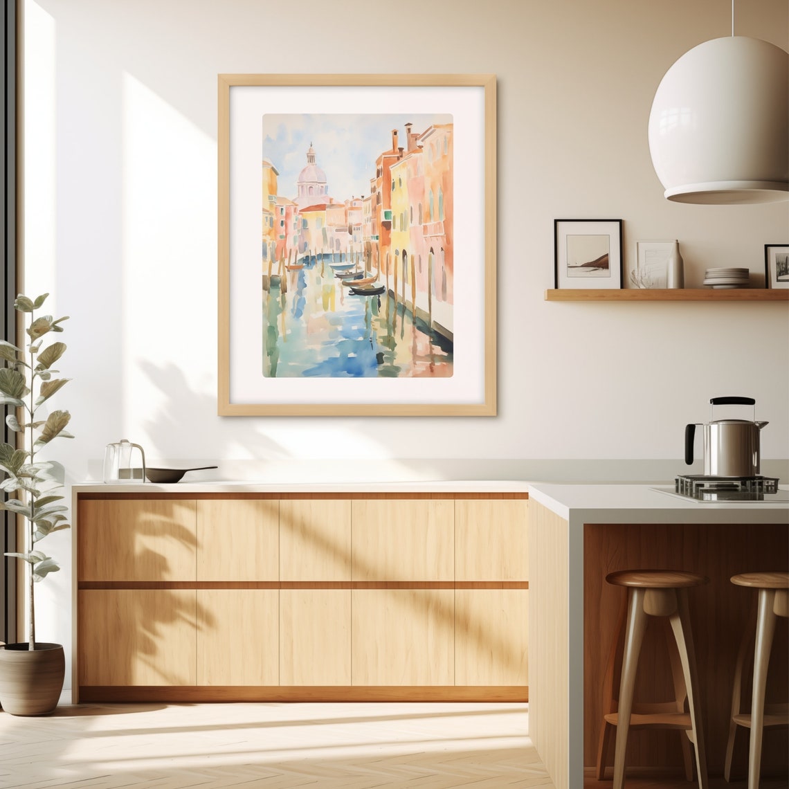 Venice Italy Grand Canal Gondolas Reflections Watercolor Travel Poster - Image 3