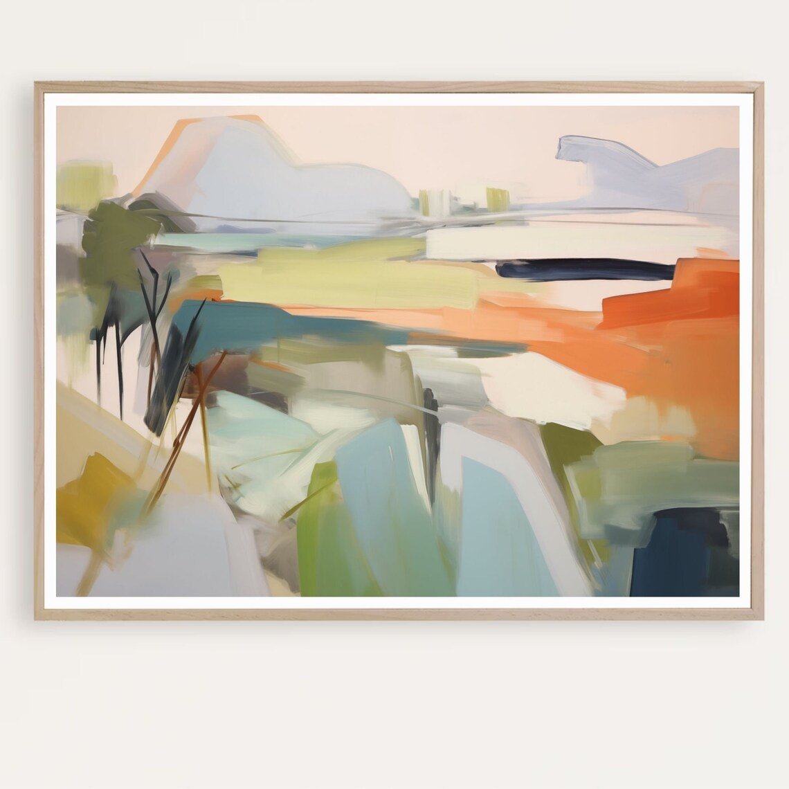 Bold Abstract Landscape, Colorful Watercolor Art Print