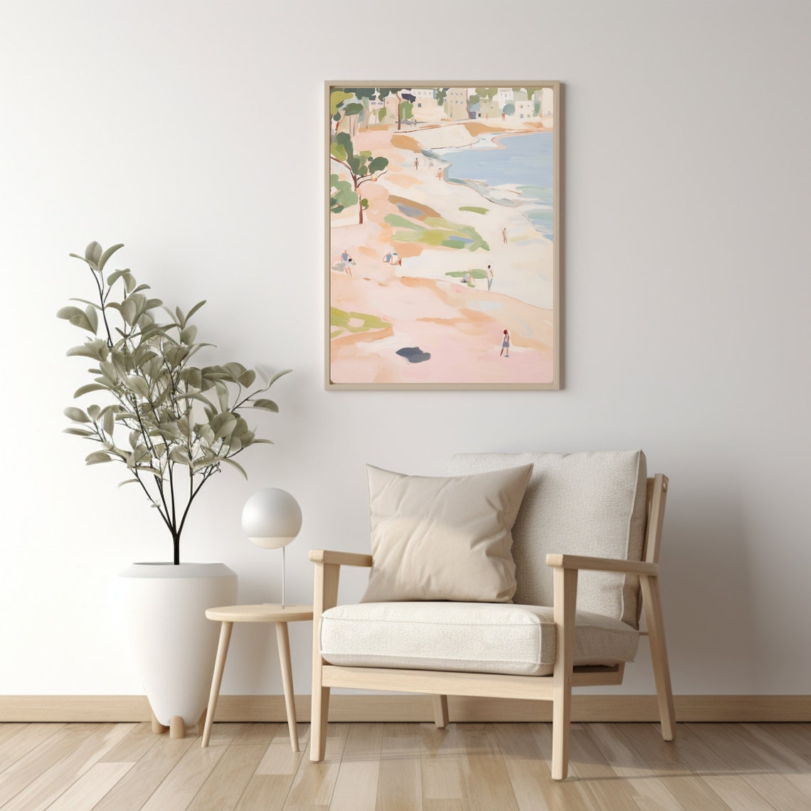 Lazy Summer Beach Bathers On Pastel Sand Dunes Watercolor Poster - Image 3