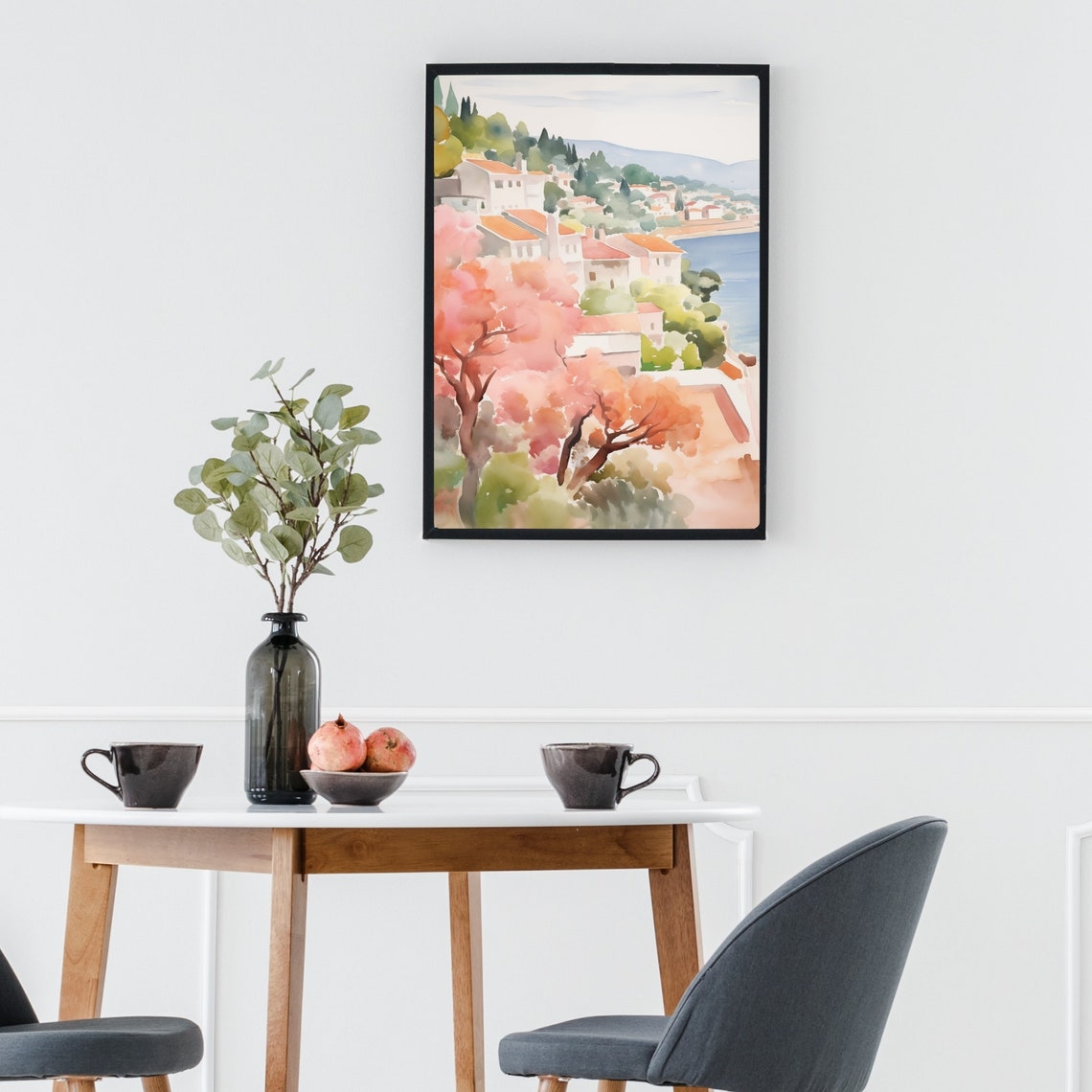 Paxos Greece Island Coastal Village Watercolor Travel Poster - Image 2