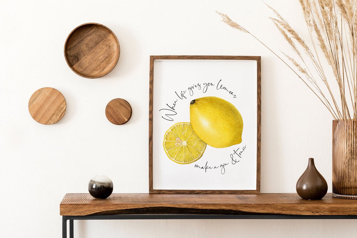 When Life Gives You Lemons Make A Gin And Tonic Print Bar Kitchen Decor - Image 3