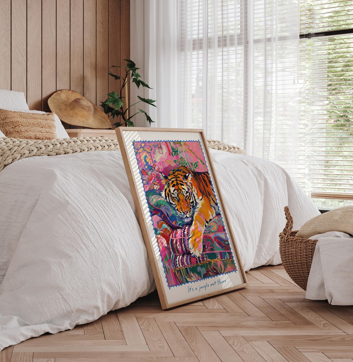 Tiger Print, Maximalist Boho Animal Wall Art Poster - Image 2