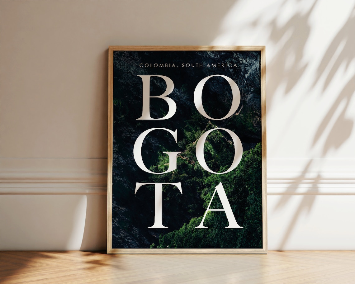 Bogota Colombia South America Bold Typography Andes Green Wall Poster