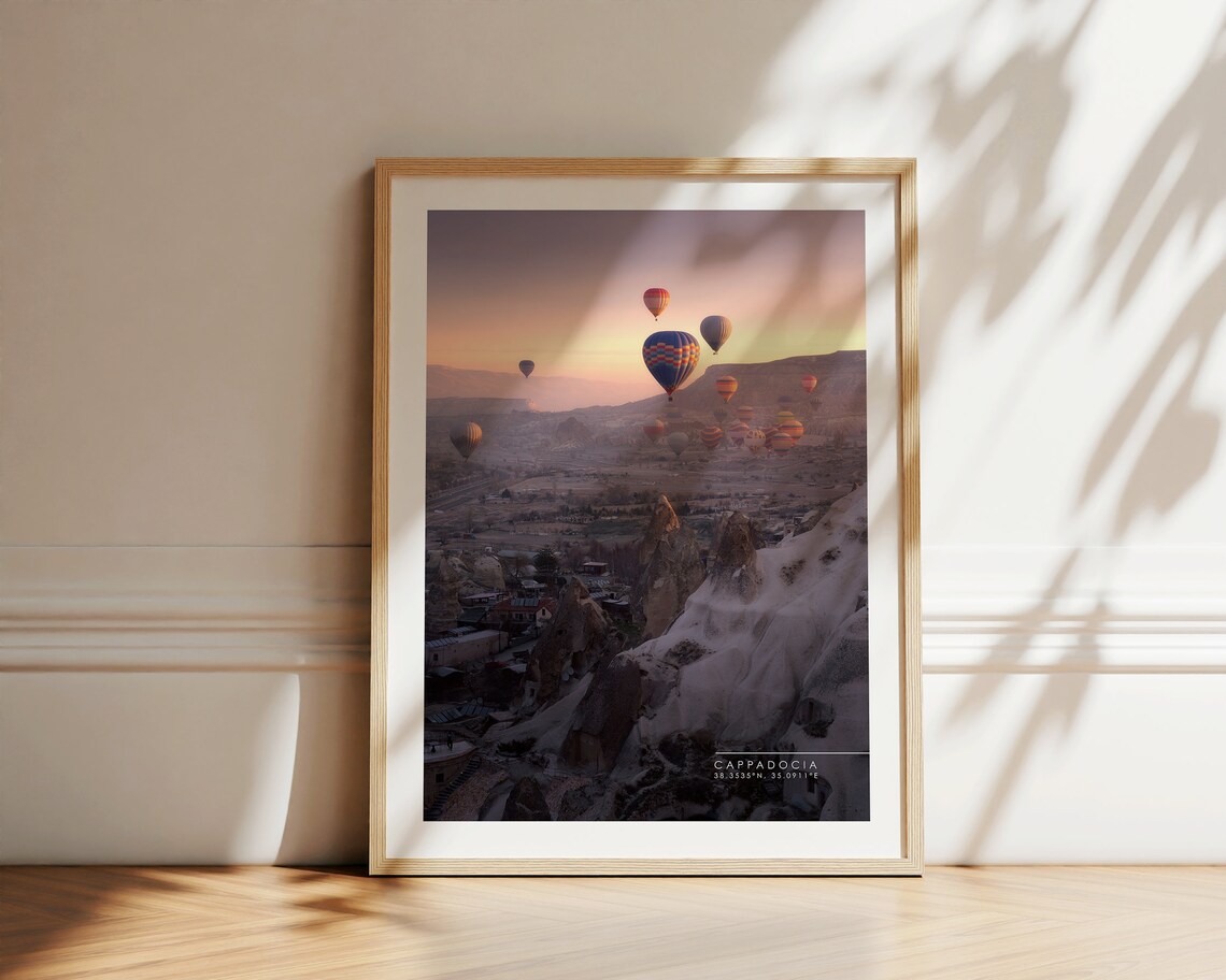 Cappadocia Turkey Hot Air Balloons Sunrise Rock Valley Travel Poster