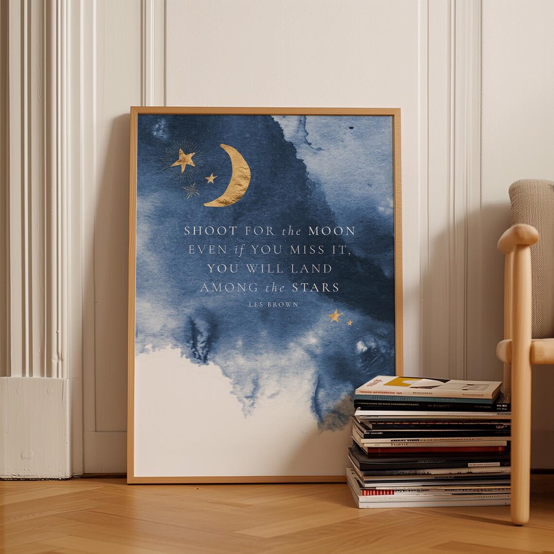 Les Brown Shoot For The Moon Motivational Quote Poster - Image 3