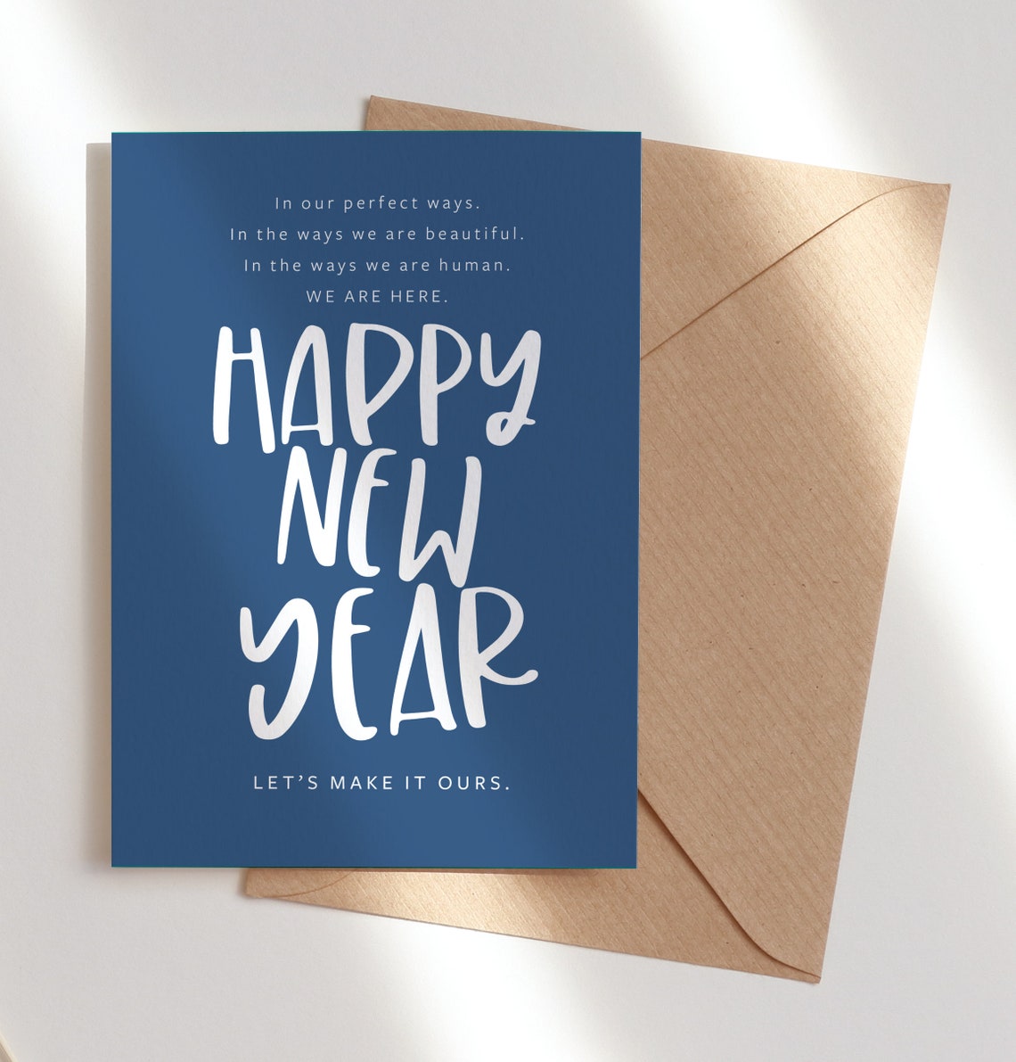 Happy New Year Greeting Cards Blue Red Typography Celebration Prints - Image 2