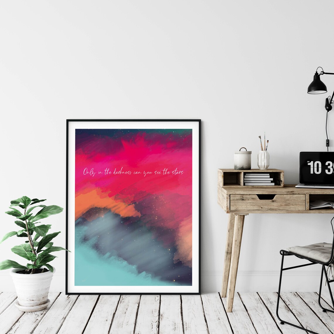 Only In The Darkness Can You See The Stars Watercolor Quote Poster - Image 4