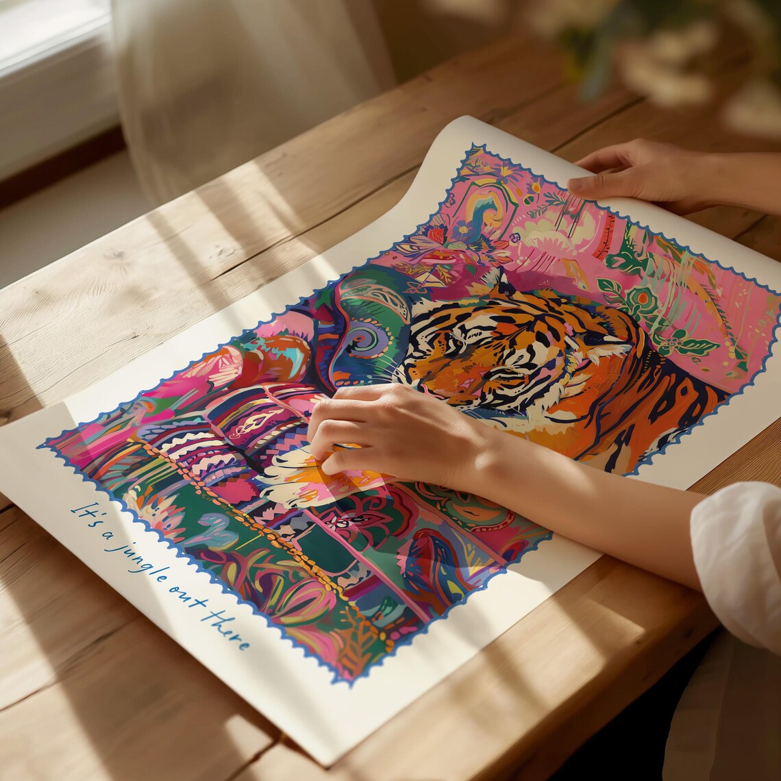 Tiger Print, Maximalist Boho Animal Wall Art Poster - Image 5